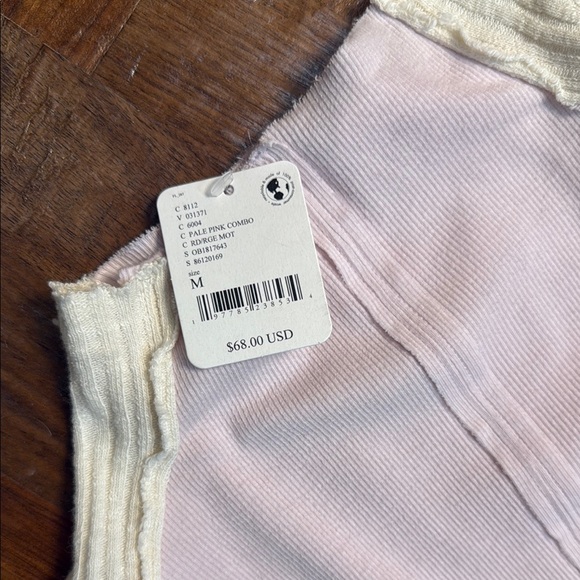 Free People NWT Pink and Cream Long Sleeve Top - Picture 2 of 3